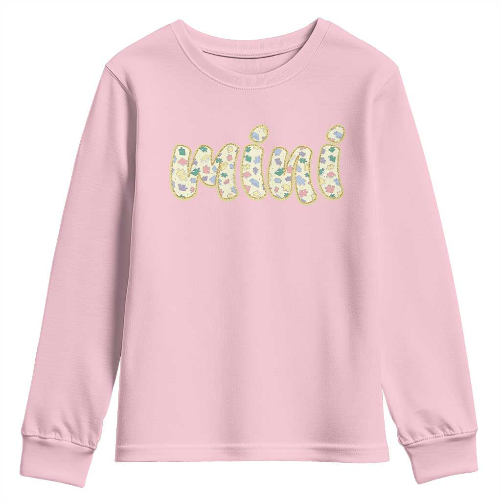 Autism Mini Youth Sweatshirt Autism Awareness Mental Health Puzzle Glitter Print