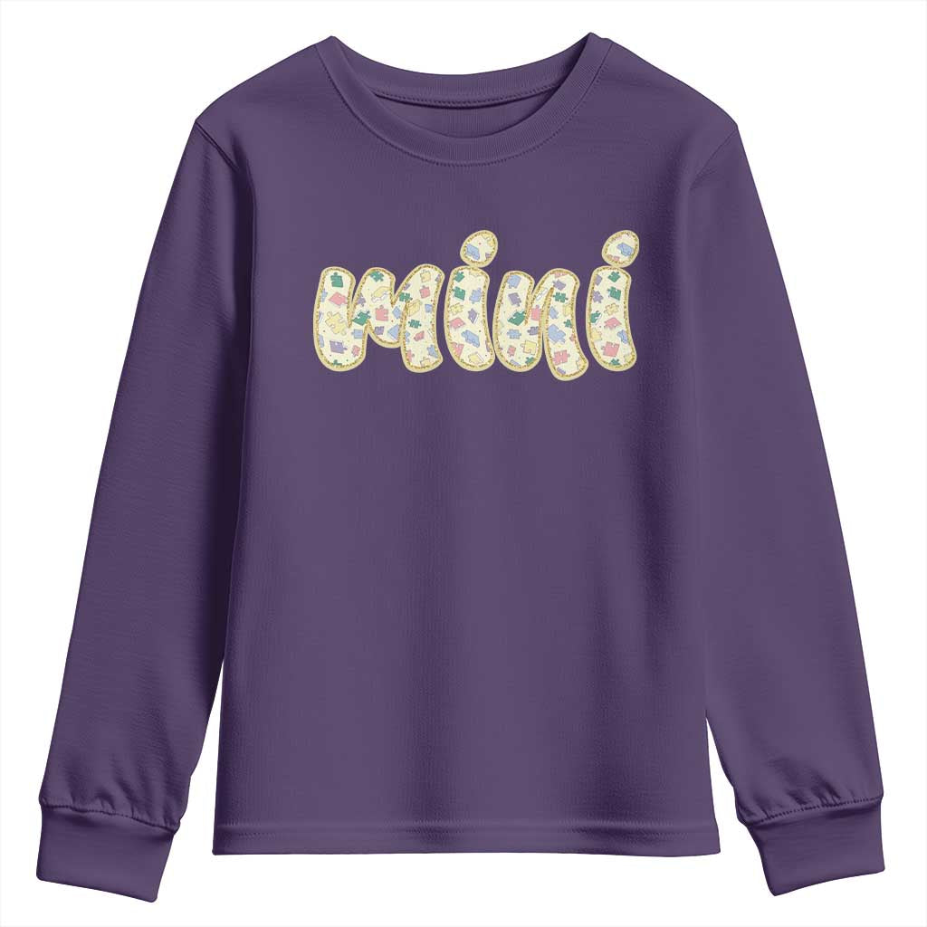 Autism Mini Youth Sweatshirt Autism Awareness Mental Health Puzzle Glitter Print