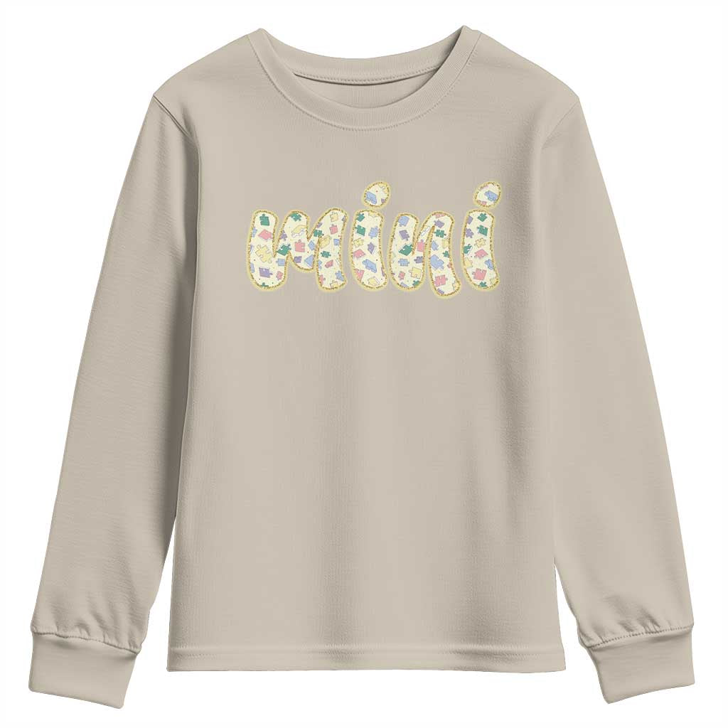 Autism Mini Youth Sweatshirt Autism Awareness Mental Health Puzzle Glitter Print