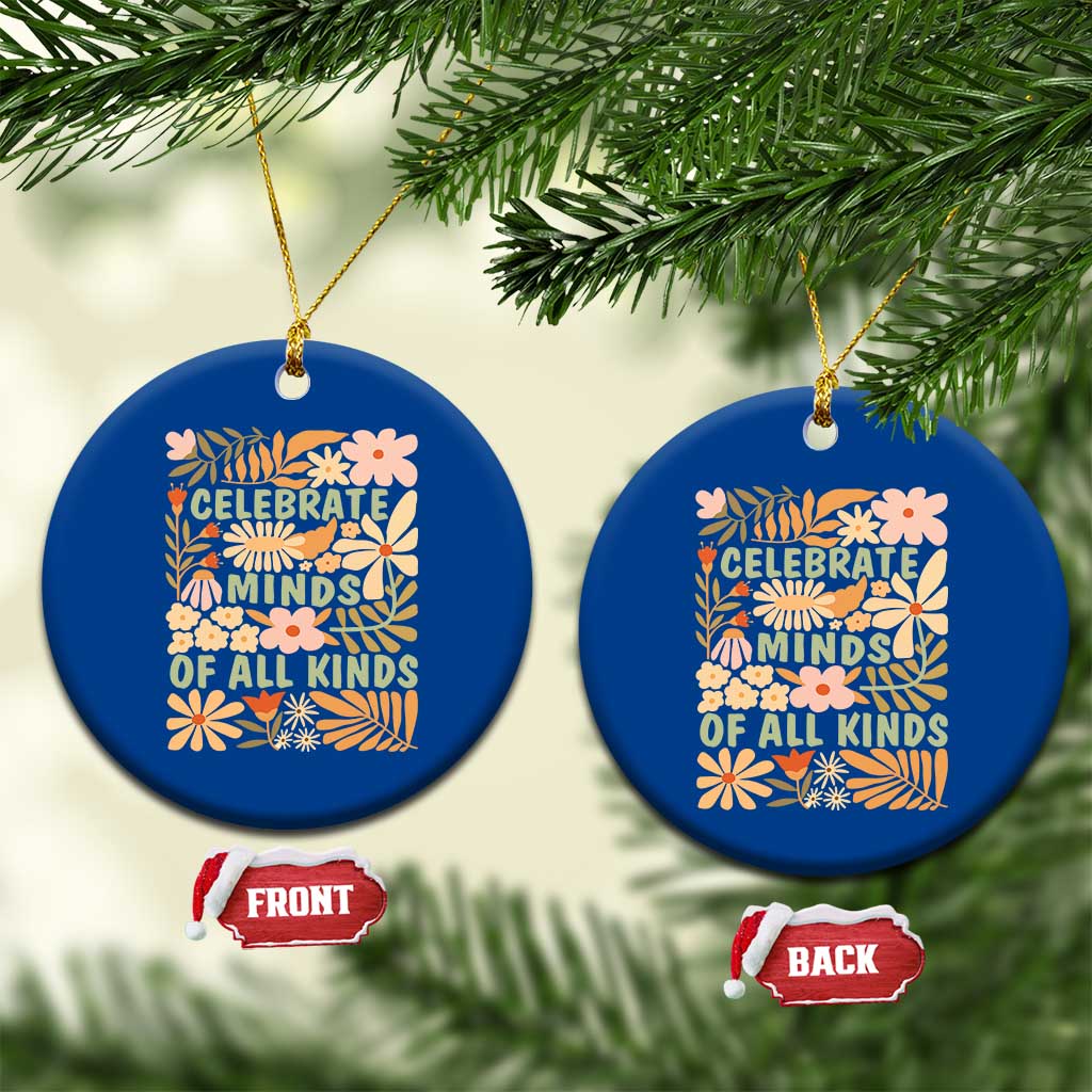 Celebrate Minds Of All Kinds Ceramic Ornament Autism Awareness Inspirational Quote Flowers
