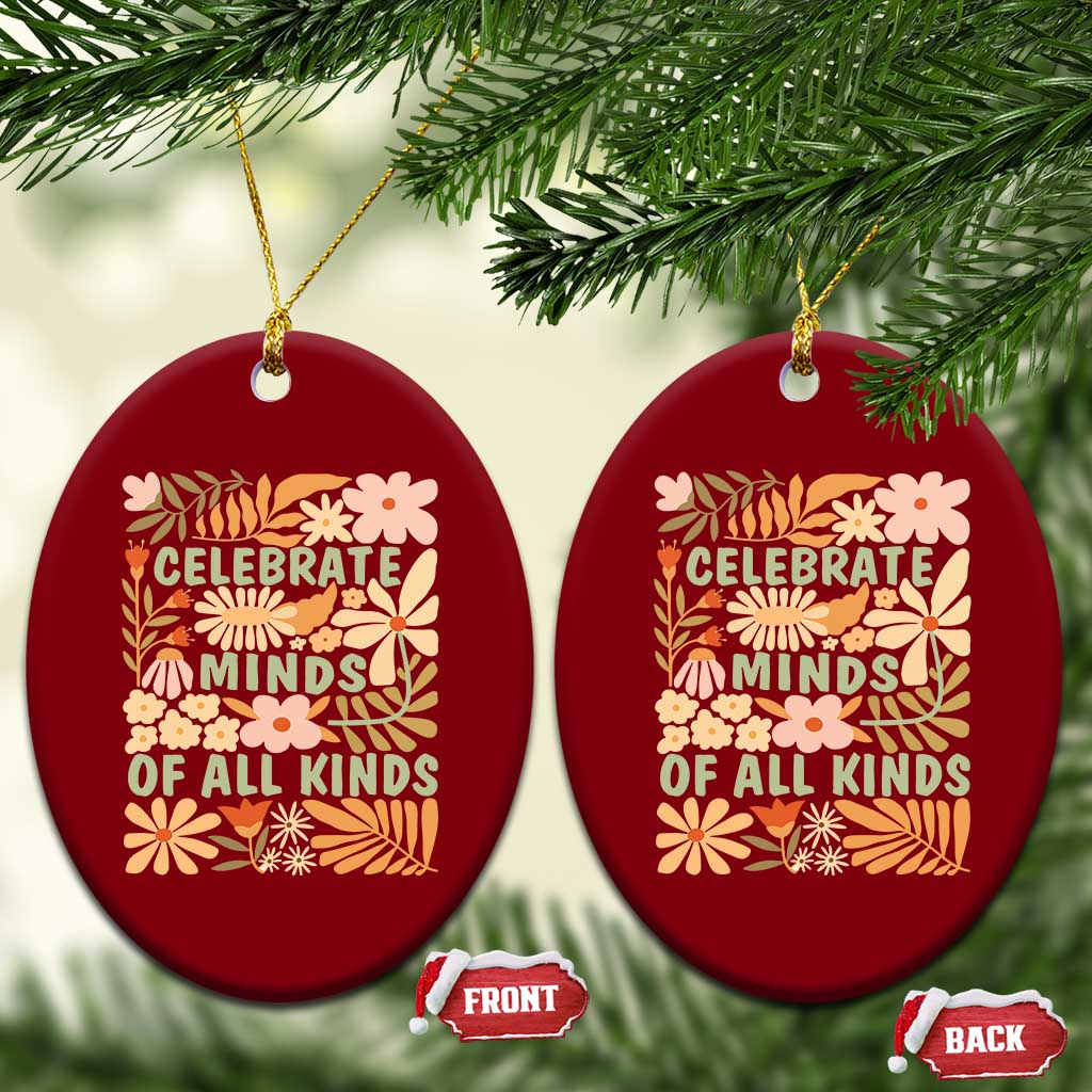 Celebrate Minds Of All Kinds Ceramic Ornament Autism Awareness Inspirational Quote Flowers