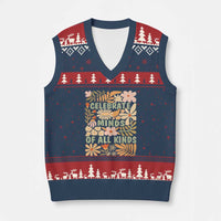 Celebrate Minds Of All Kinds V-Neck Knit Sweater Vest Autism Awareness Inspirational Quote Flowers