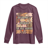 Celebrate Minds Of All Kinds Long Sleeve Shirt Autism Awareness Inspirational Quote Flowers