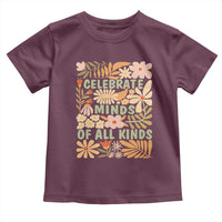 Celebrate Minds Of All Kinds Toddler T Shirt Autism Awareness Inspirational Quote Flowers