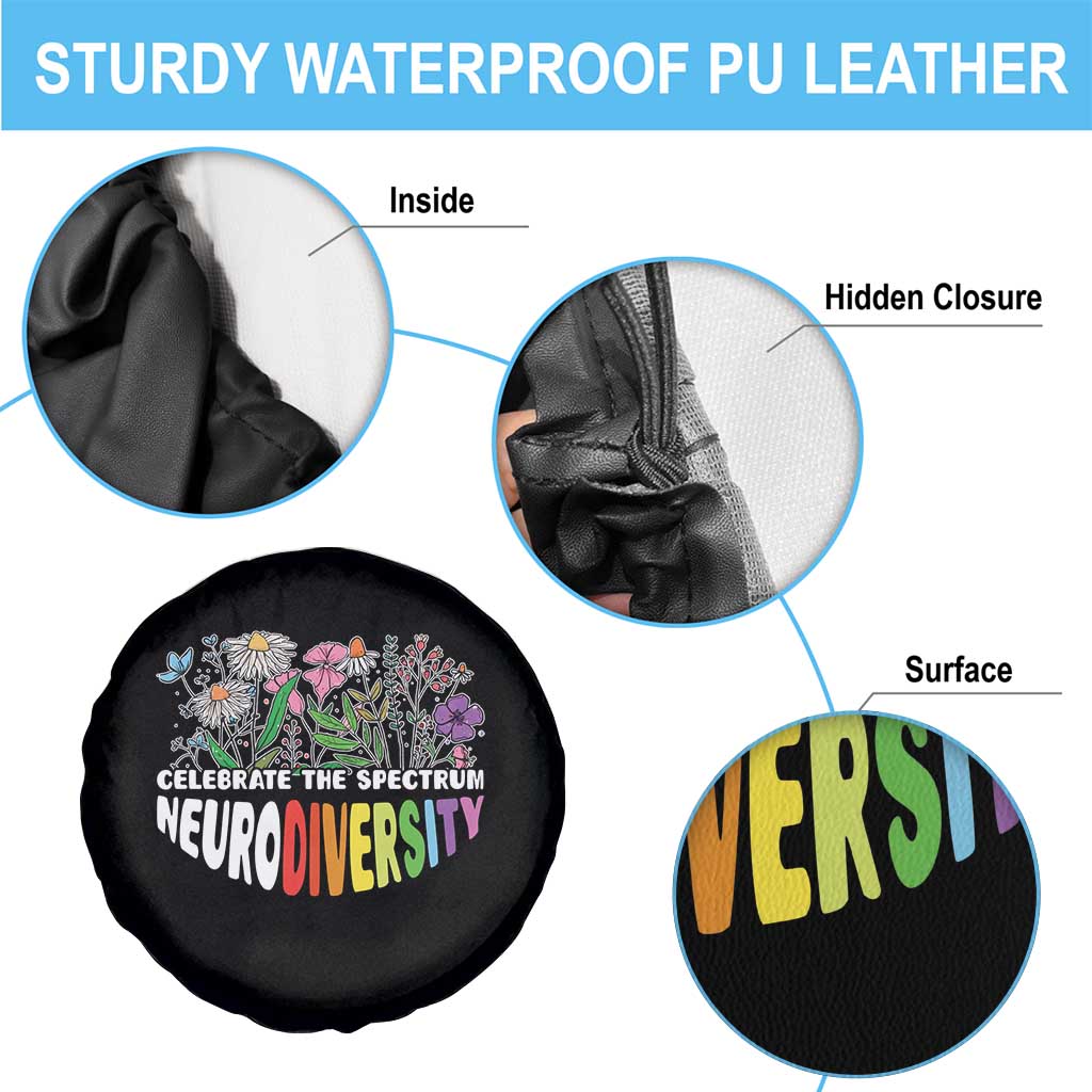 Celebrate The Spectrum Neurodiversity Spare Tire Cover Flower Autism Awareness ASD ADHD