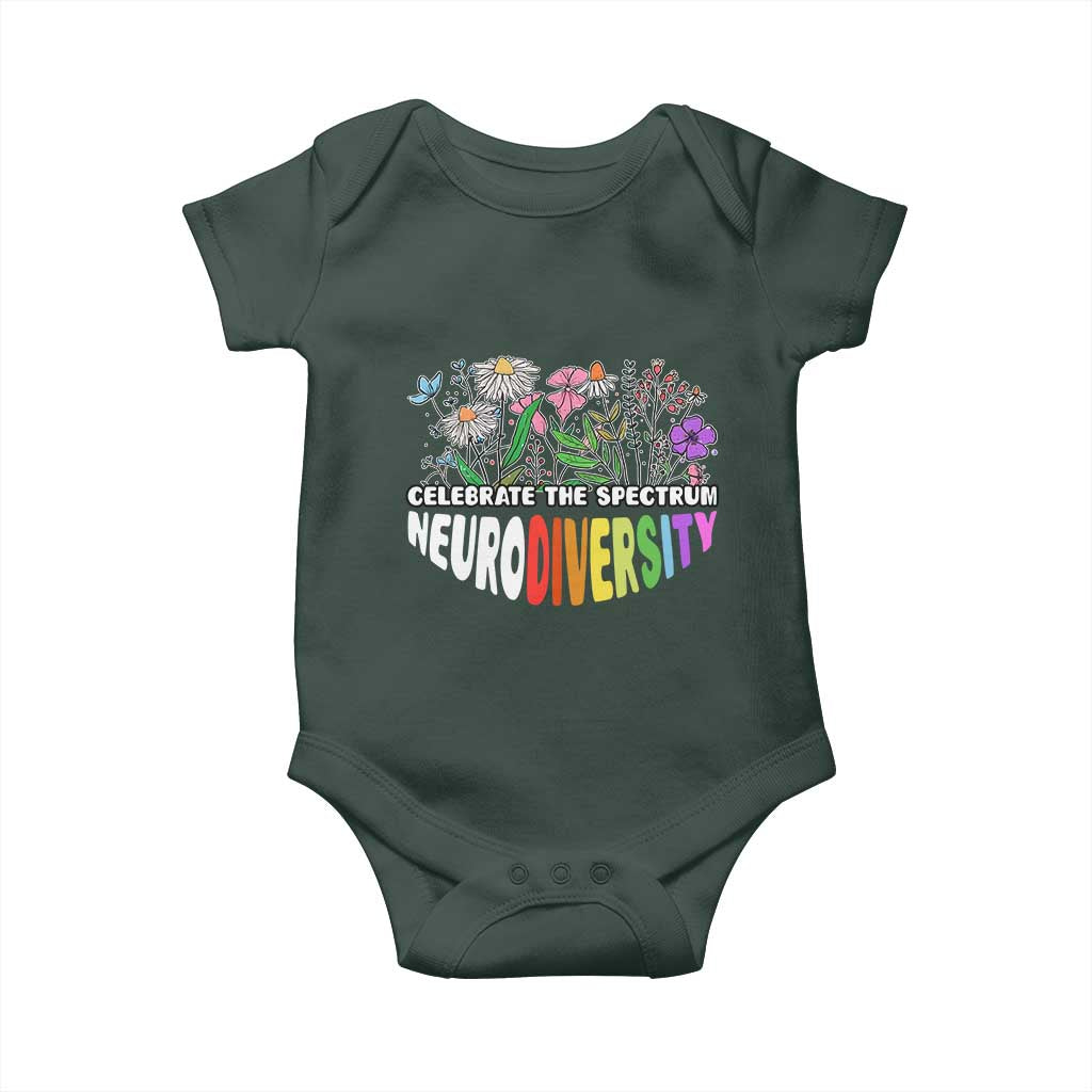Celebrate The Spectrum Neurodiversity Baby Onesie Flower Autism Awareness ASD ADHD
