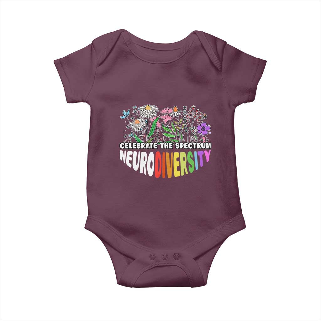 Celebrate The Spectrum Neurodiversity Baby Onesie Flower Autism Awareness ASD ADHD