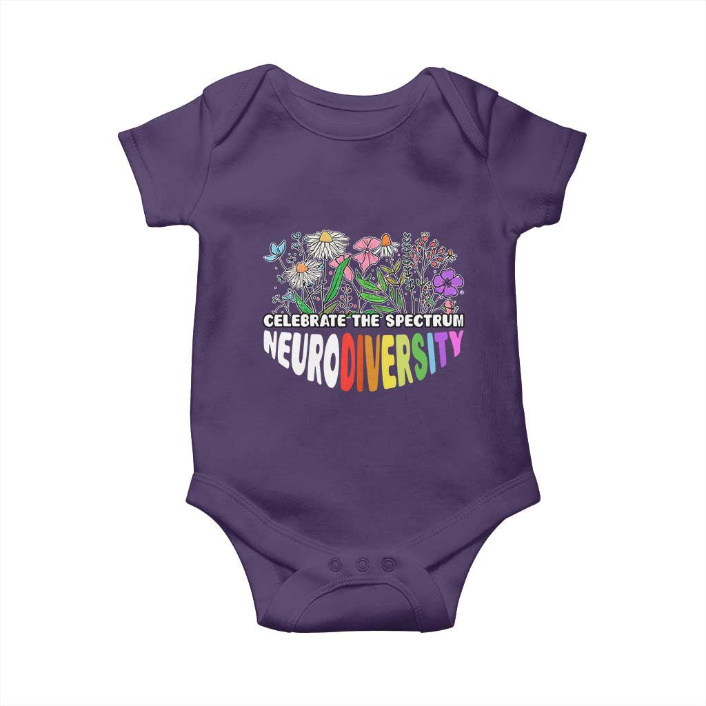 Celebrate The Spectrum Neurodiversity Baby Onesie Flower Autism Awareness ASD ADHD