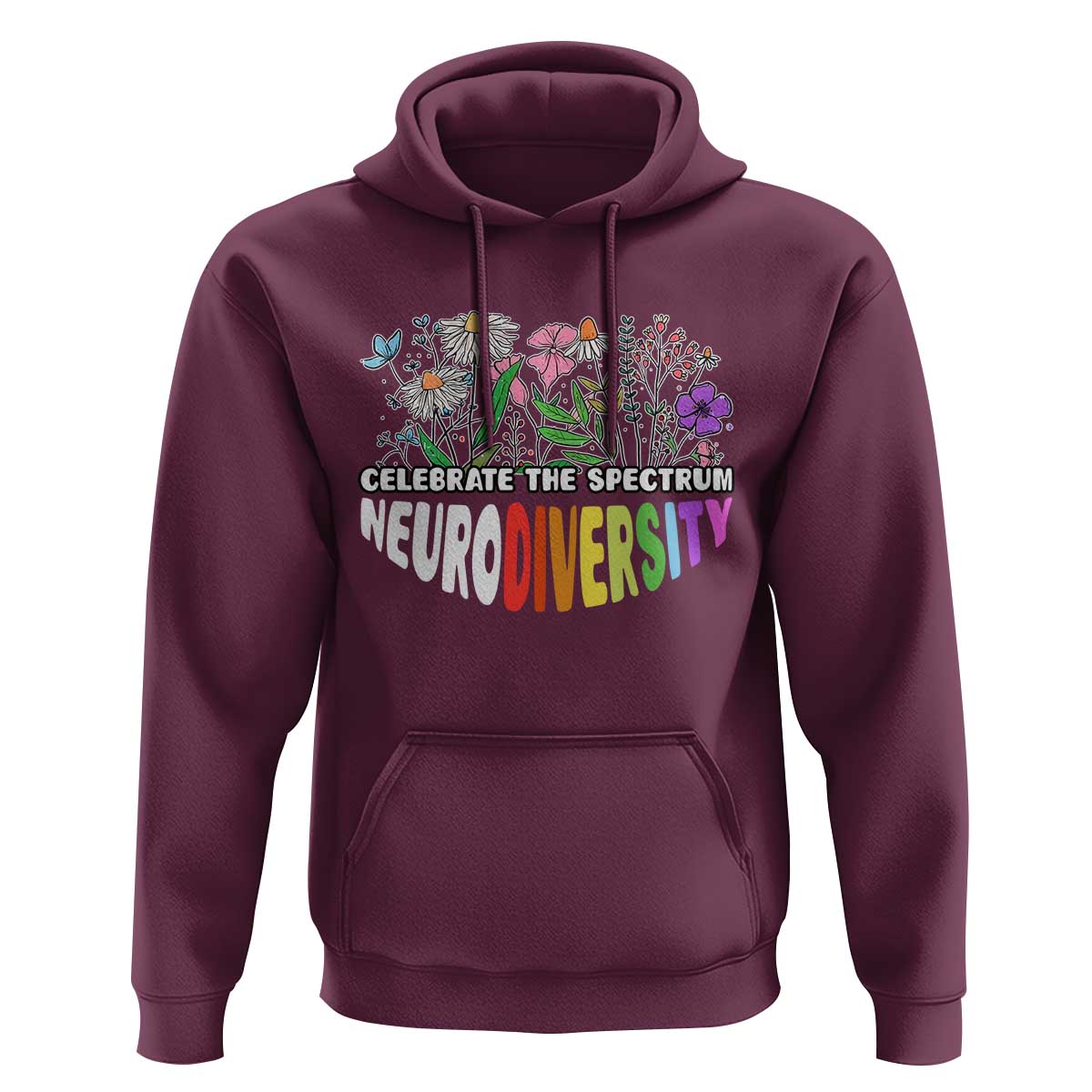 Celebrate The Spectrum Neurodiversity Hoodie Flower Autism Awareness ASD ADHD