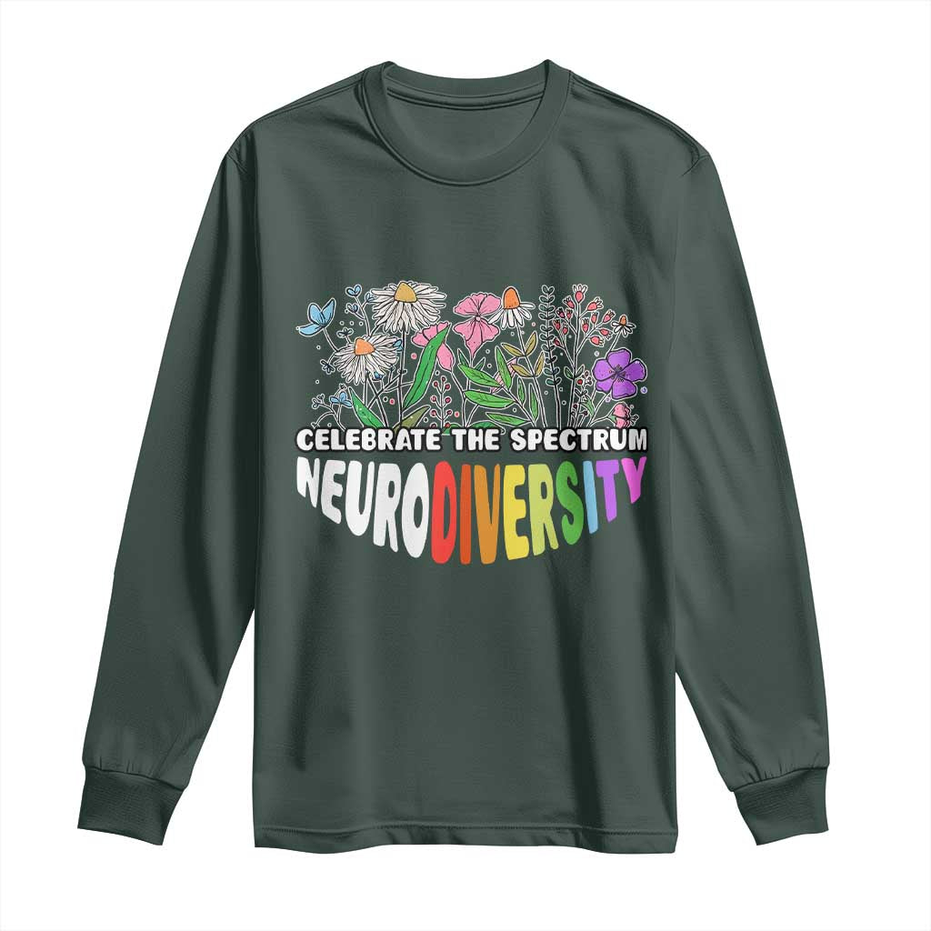 Celebrate The Spectrum Neurodiversity Long Sleeve Shirt Flower Autism Awareness ASD ADHD