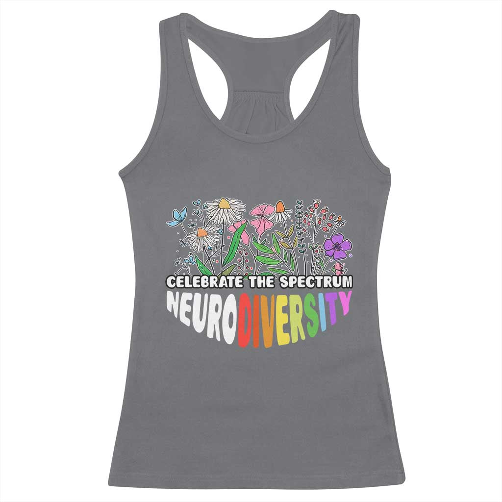 Celebrate The Spectrum Neurodiversity Racerback Tank Top Flower Autism Awareness ASD ADHD