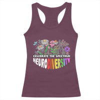 Celebrate The Spectrum Neurodiversity Racerback Tank Top Flower Autism Awareness ASD ADHD