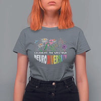 Celebrate The Spectrum Neurodiversity T Shirt For Women Flower Autism Awareness ASD ADHD