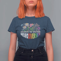Celebrate The Spectrum Neurodiversity T Shirt For Women Flower Autism Awareness ASD ADHD