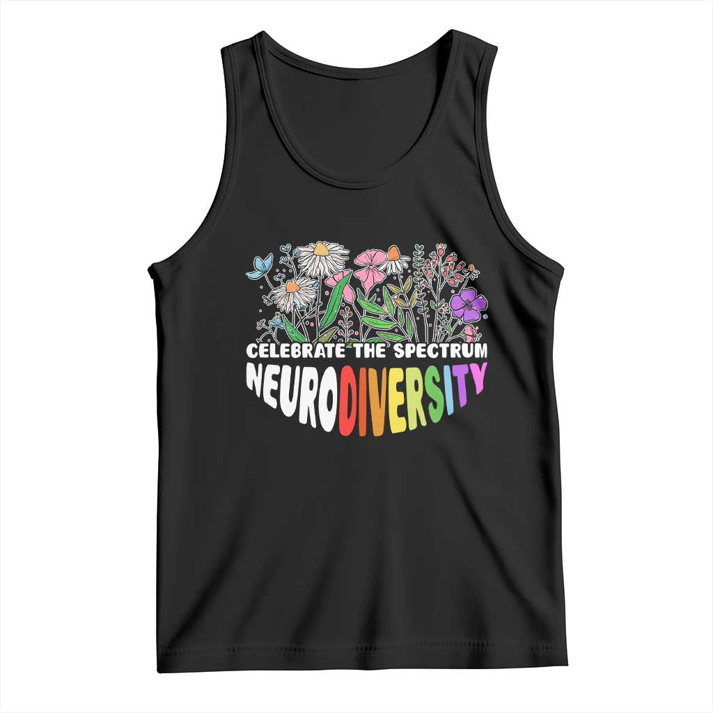 Celebrate The Spectrum Neurodiversity Tank Top Flower Autism Awareness ASD ADHD