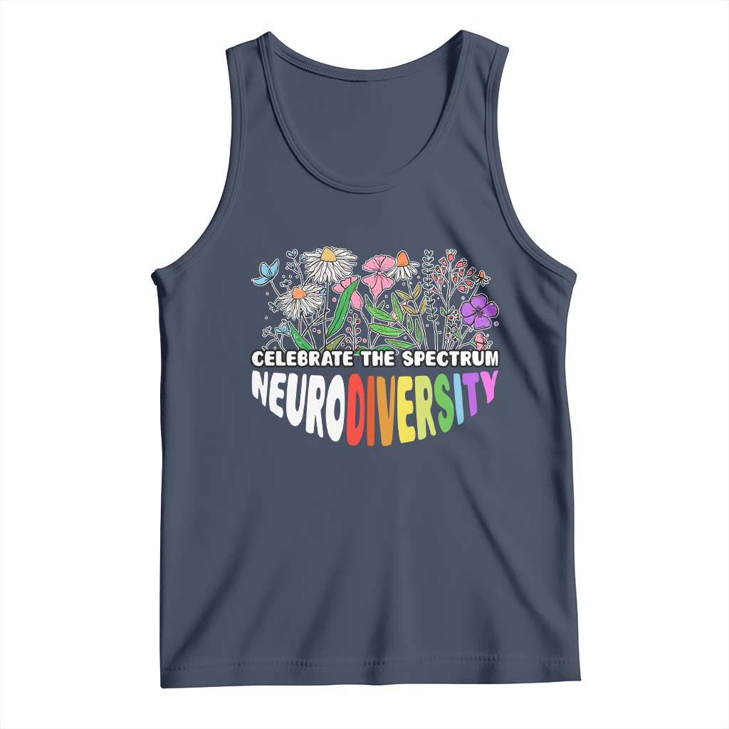 Celebrate The Spectrum Neurodiversity Tank Top Flower Autism Awareness ASD ADHD
