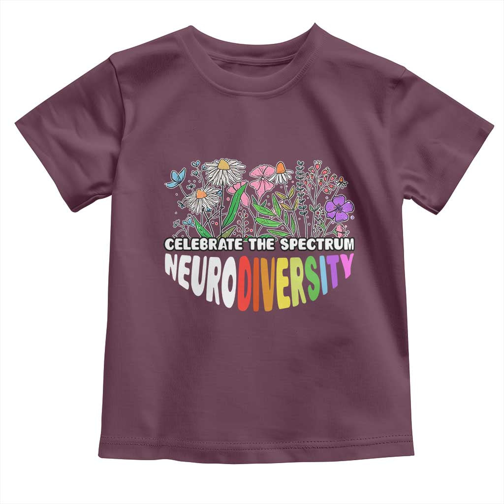 Celebrate The Spectrum Neurodiversity Toddler T Shirt Flower Autism Awareness ASD ADHD