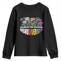 Celebrate The Spectrum Neurodiversity Youth Sweatshirt Flower Autism Awareness ASD ADHD