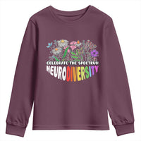 Celebrate The Spectrum Neurodiversity Youth Sweatshirt Flower Autism Awareness ASD ADHD