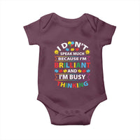I Don't Speak Much Because I'm Brilliant And I'm Busy Thinking Baby Onesie Autism Awareness Puzzle