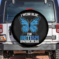 I Wear Blue For Autism Awareness Spare Tire Cover Blue Butterfly Puzzle Pieces