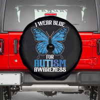 I Wear Blue For Autism Awareness Spare Tire Cover Blue Butterfly Puzzle Pieces