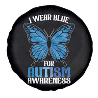 I Wear Blue For Autism Awareness Spare Tire Cover Blue Butterfly Puzzle Pieces