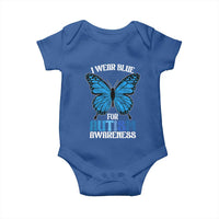 I Wear Blue For Autism Awareness Baby Onesie Blue Butterfly Puzzle Pieces