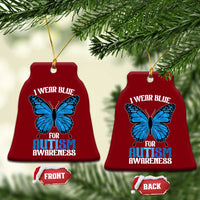 I Wear Blue For Autism Awareness Ceramic Ornament Blue Butterfly Puzzle Pieces