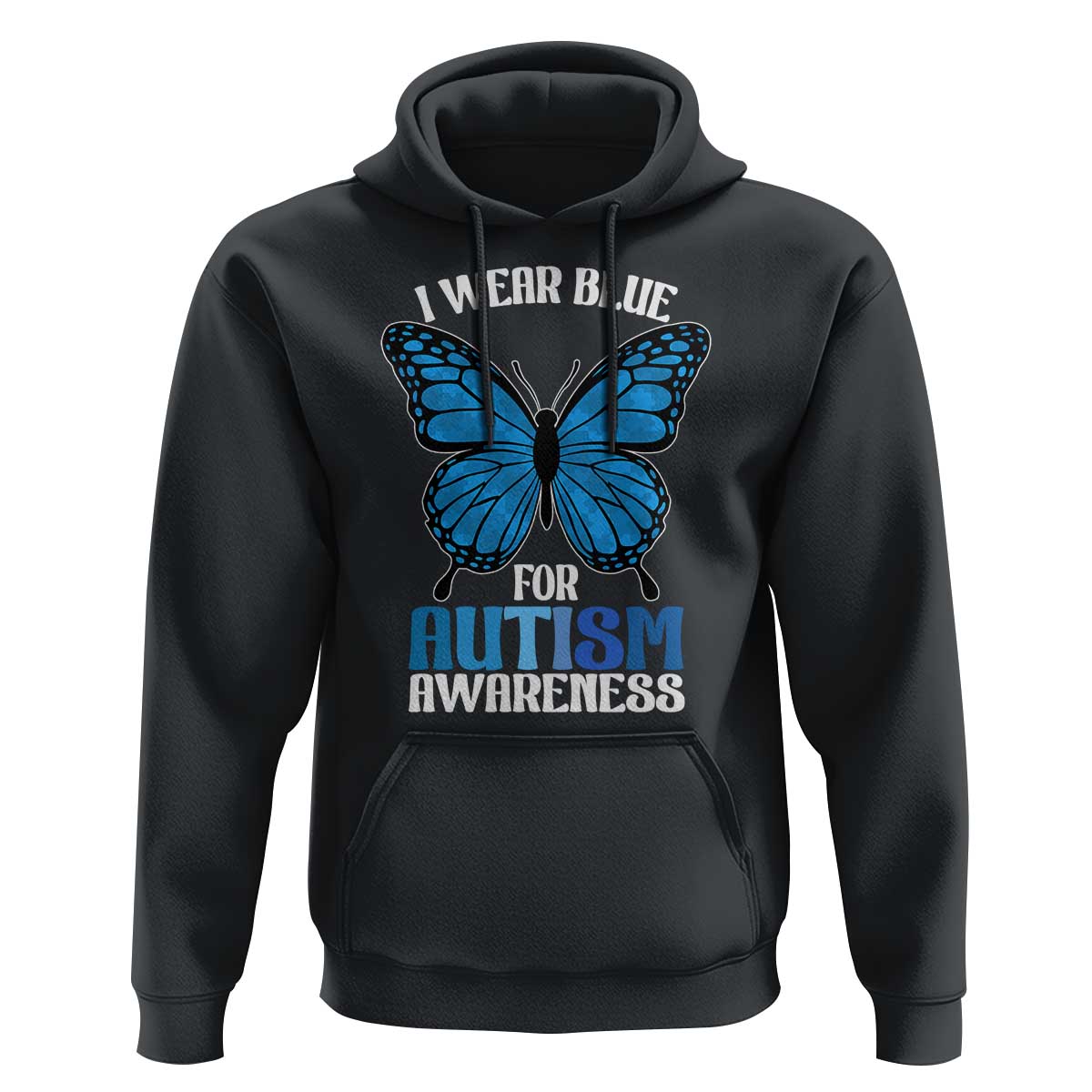 I Wear Blue For Autism Awareness Hoodie Blue Butterfly Puzzle Pieces