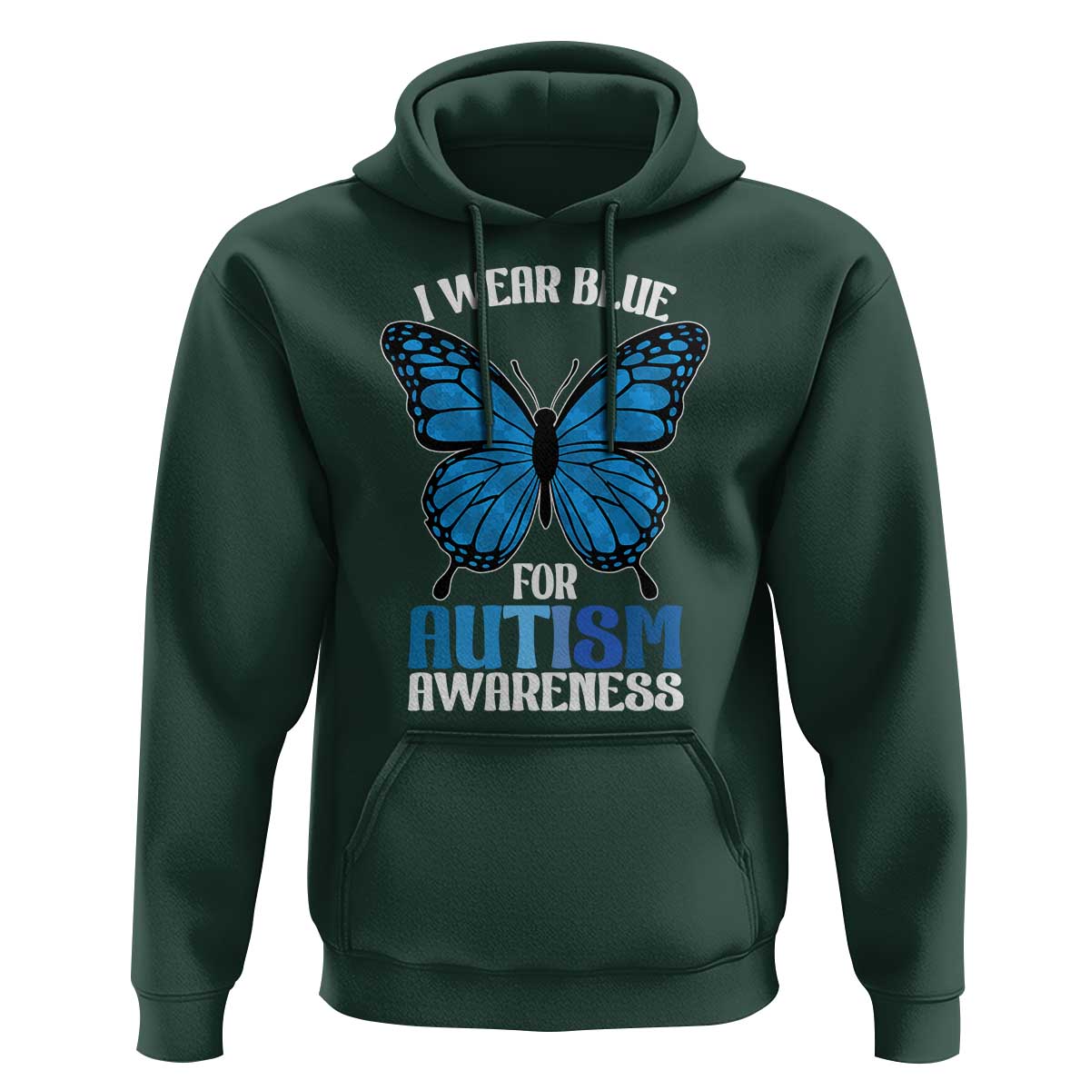 I Wear Blue For Autism Awareness Hoodie Blue Butterfly Puzzle Pieces