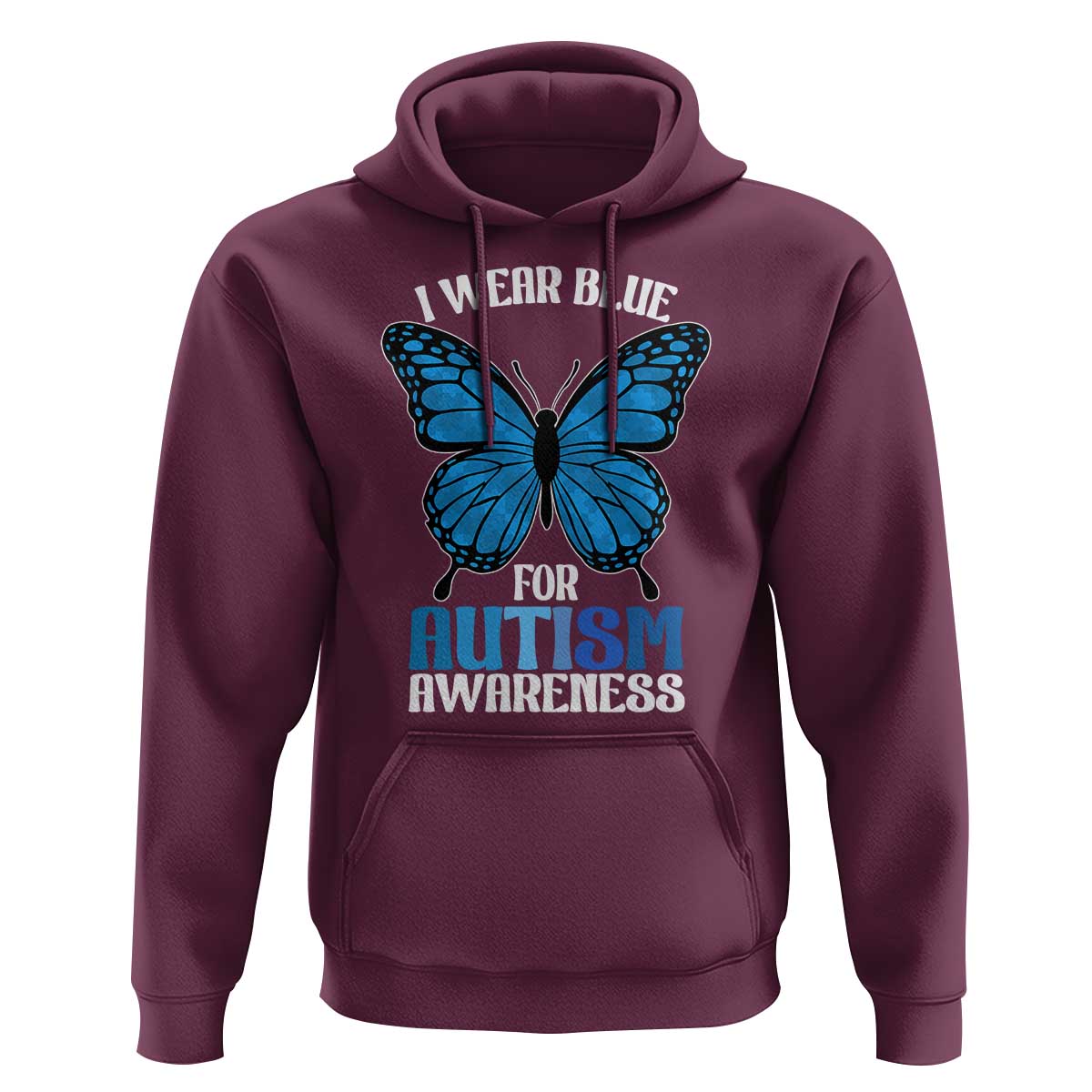 I Wear Blue For Autism Awareness Hoodie Blue Butterfly Puzzle Pieces