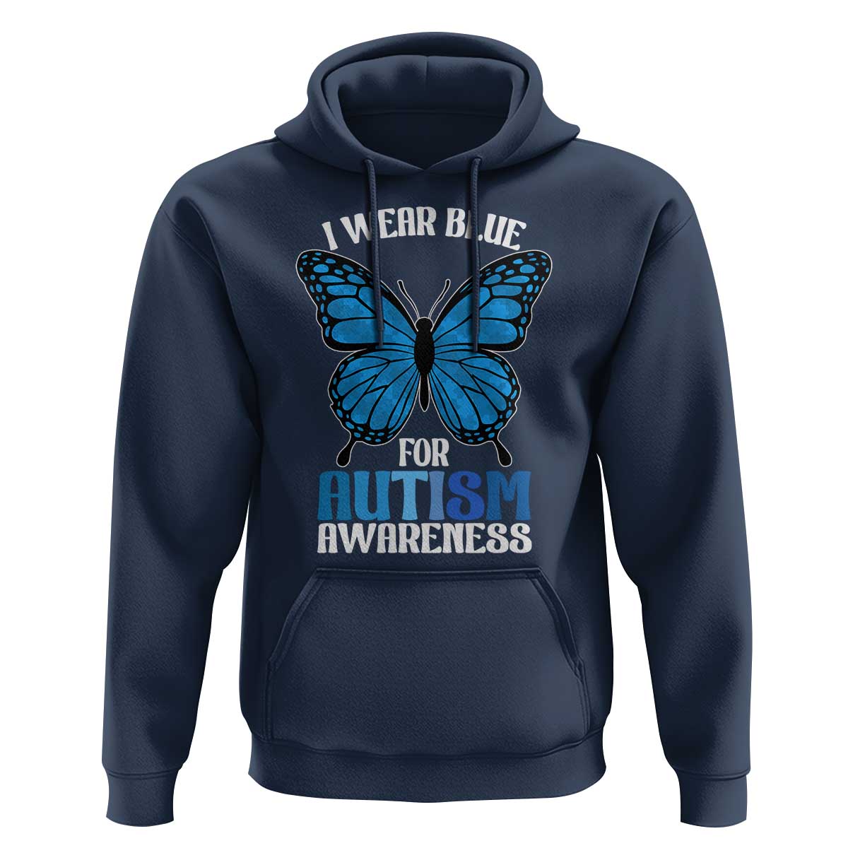 I Wear Blue For Autism Awareness Hoodie Blue Butterfly Puzzle Pieces
