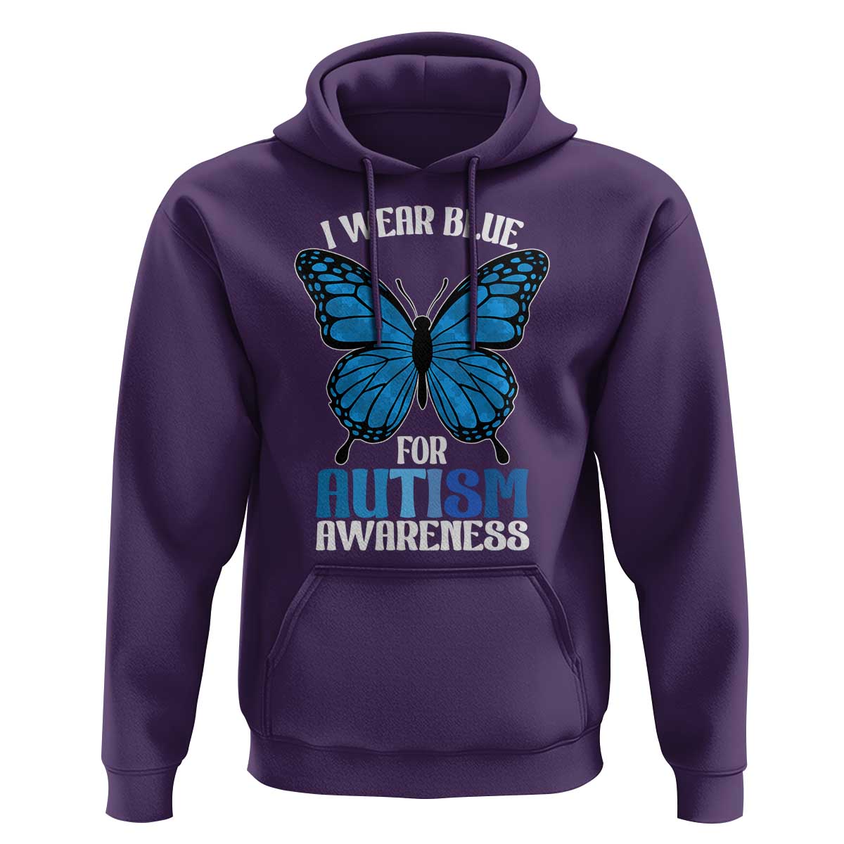 I Wear Blue For Autism Awareness Hoodie Blue Butterfly Puzzle Pieces
