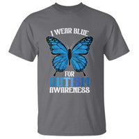 I Wear Blue For Autism Awareness T Shirt Blue Butterfly Puzzle Pieces