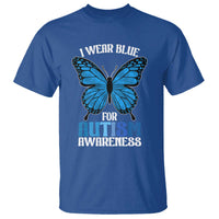 I Wear Blue For Autism Awareness T Shirt Blue Butterfly Puzzle Pieces