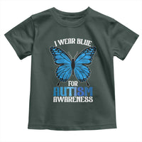I Wear Blue For Autism Awareness Toddler T Shirt Blue Butterfly Puzzle Pieces