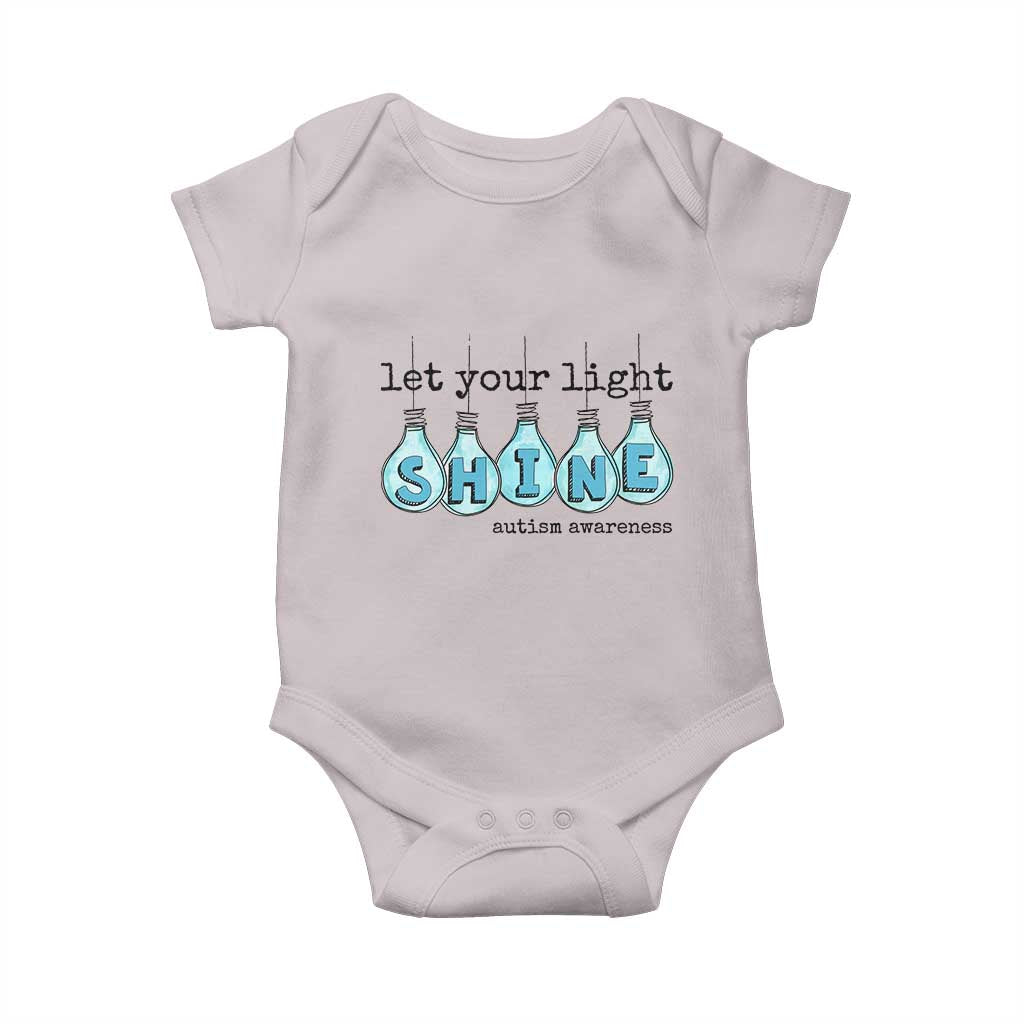 Let Your Light Shine Autism Awareness Baby Onesie Light Bulb Autism Acceptance
