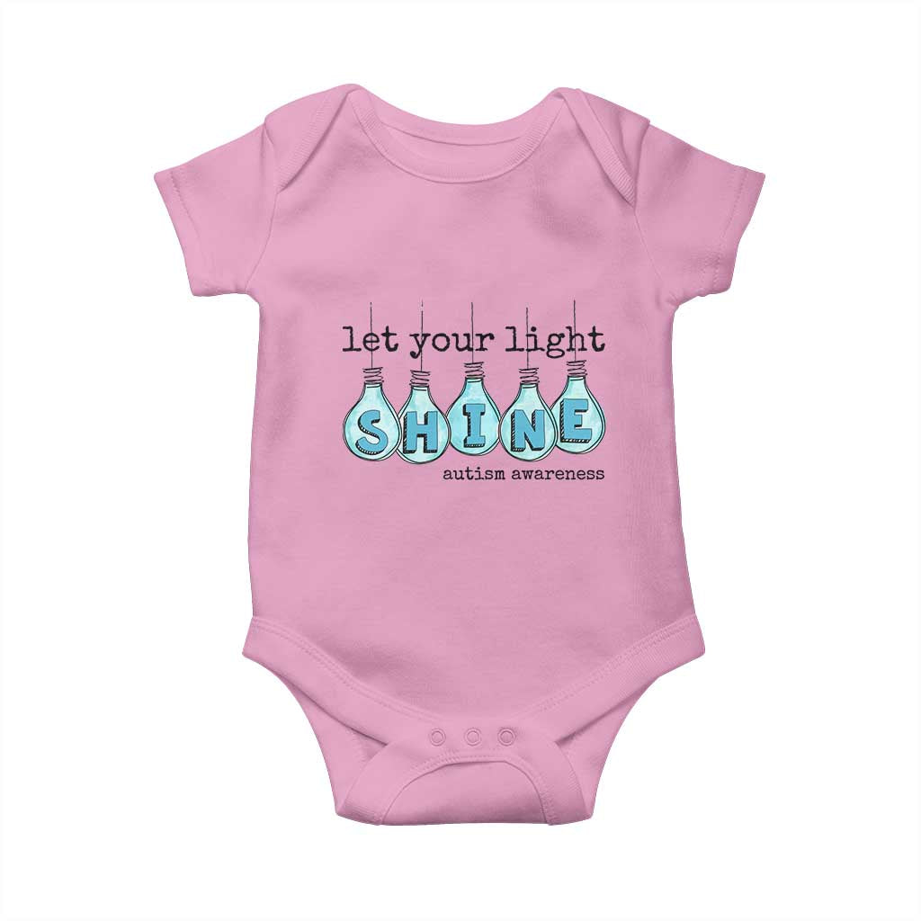 Let Your Light Shine Autism Awareness Baby Onesie Light Bulb Autism Acceptance