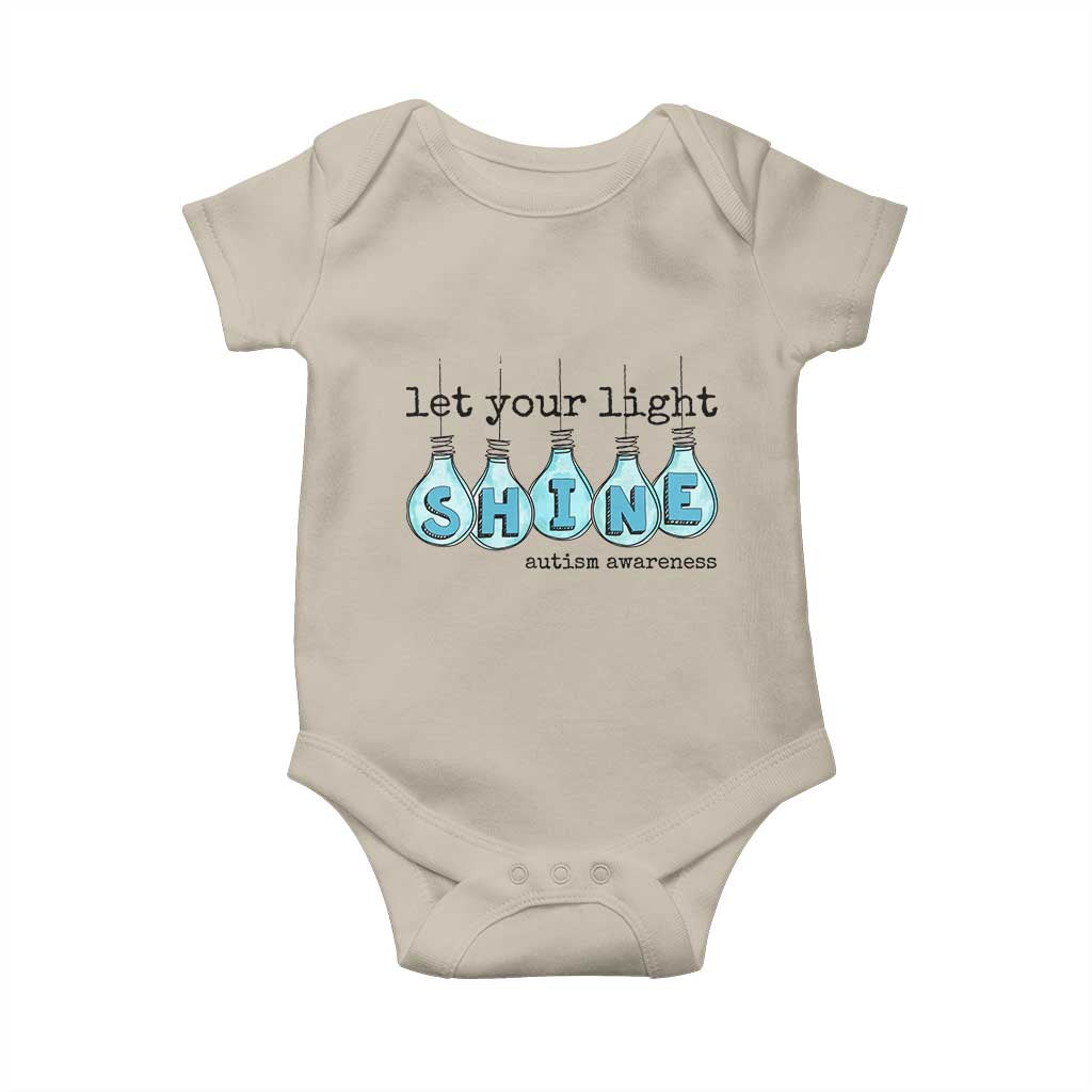 Let Your Light Shine Autism Awareness Baby Onesie Light Bulb Autism Acceptance