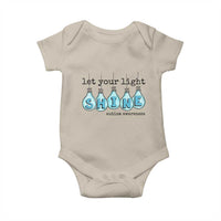 Let Your Light Shine Autism Awareness Baby Onesie Light Bulb Autism Acceptance