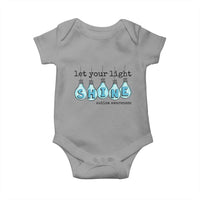 Let Your Light Shine Autism Awareness Baby Onesie Light Bulb Autism Acceptance