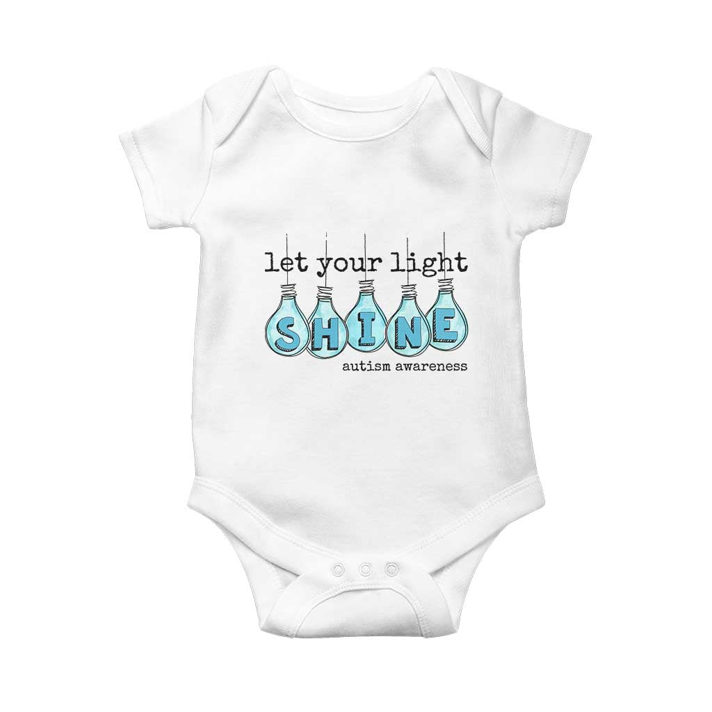 Let Your Light Shine Autism Awareness Baby Onesie Light Bulb Autism Acceptance