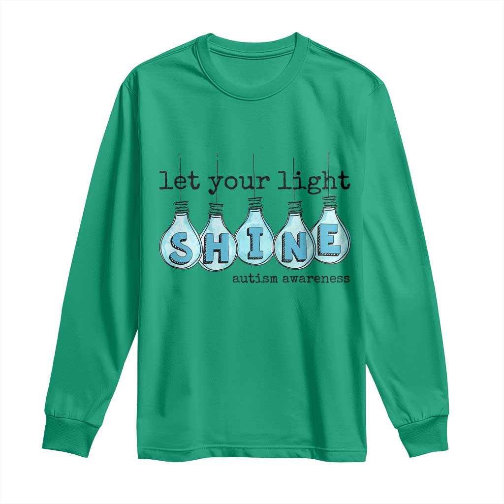 Let Your Light Shine Autism Awareness Long Sleeve Shirt Light Bulb Autism Acceptance