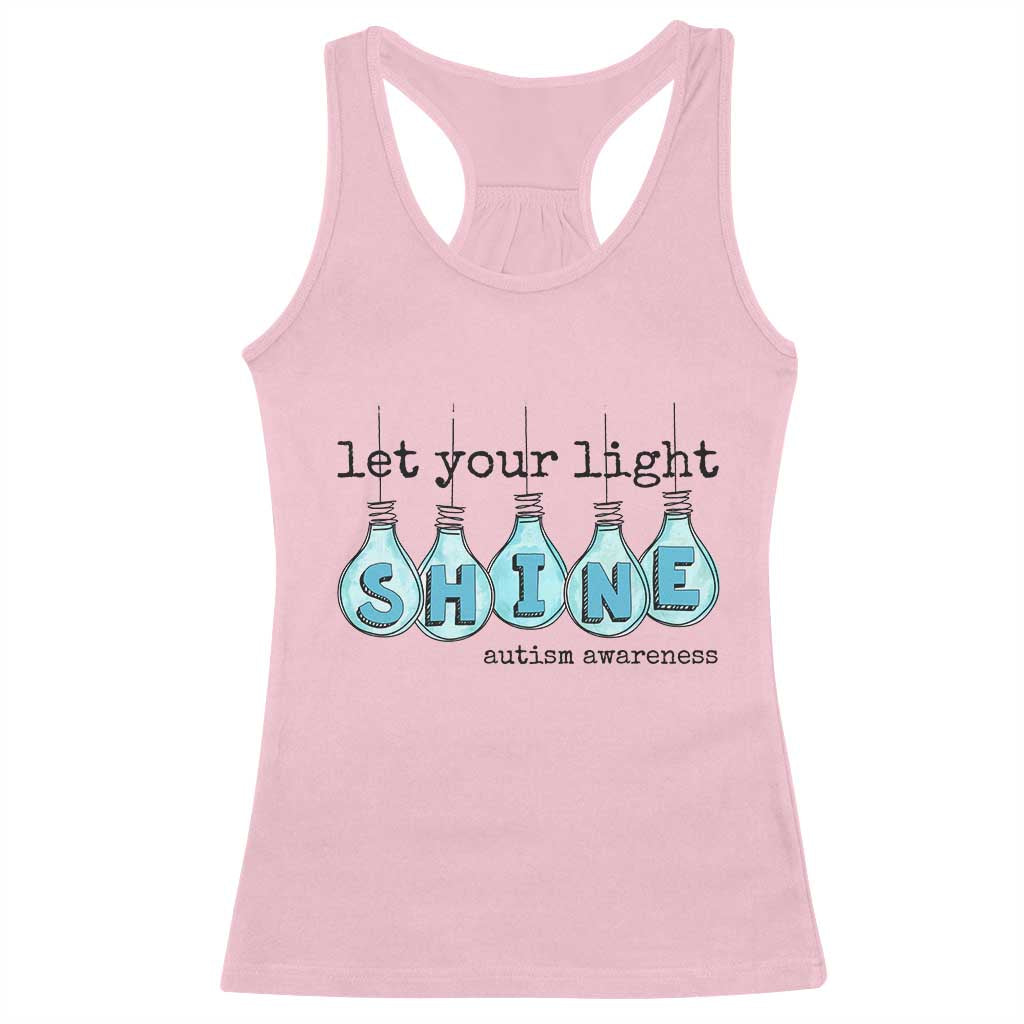Let Your Light Shine Autism Awareness Racerback Tank Top Light Bulb Autism Acceptance
