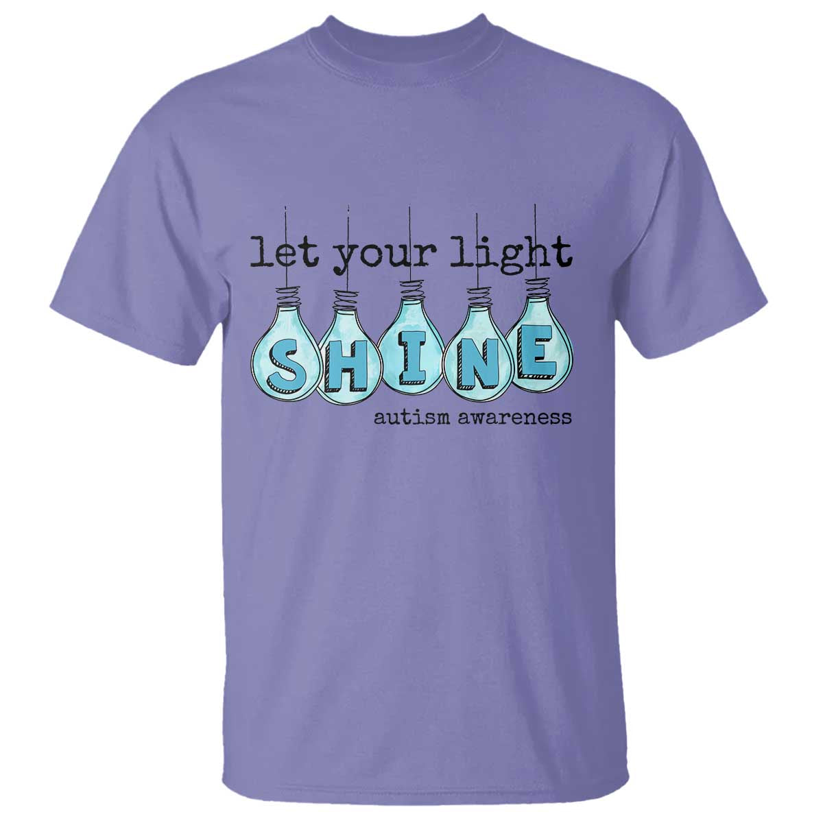 Let Your Light Shine Autism Awareness T Shirt Light Bulb Autism Acceptance