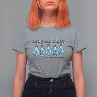 Let Your Light Shine Autism Awareness T Shirt For Women Light Bulb Autism Acceptance