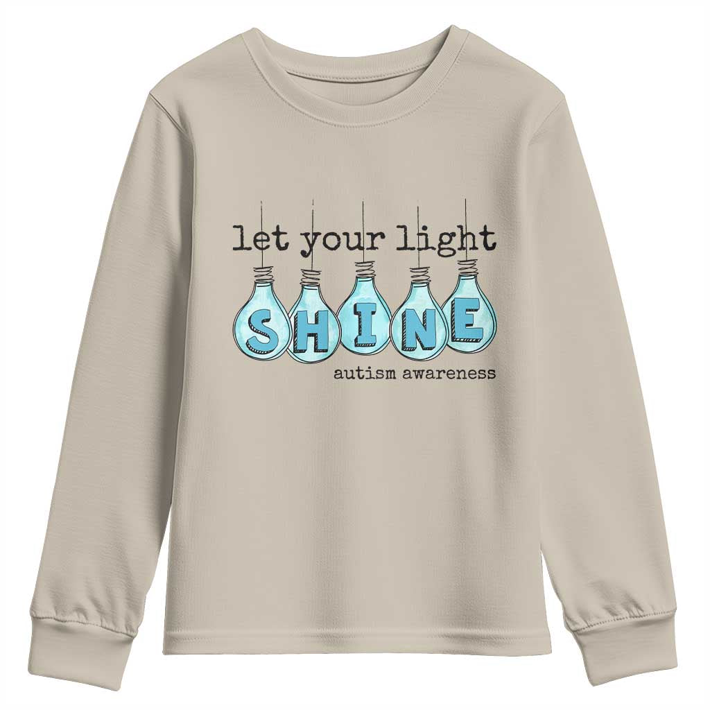 Let Your Light Shine Autism Awareness Youth Sweatshirt Light Bulb Autism Acceptance