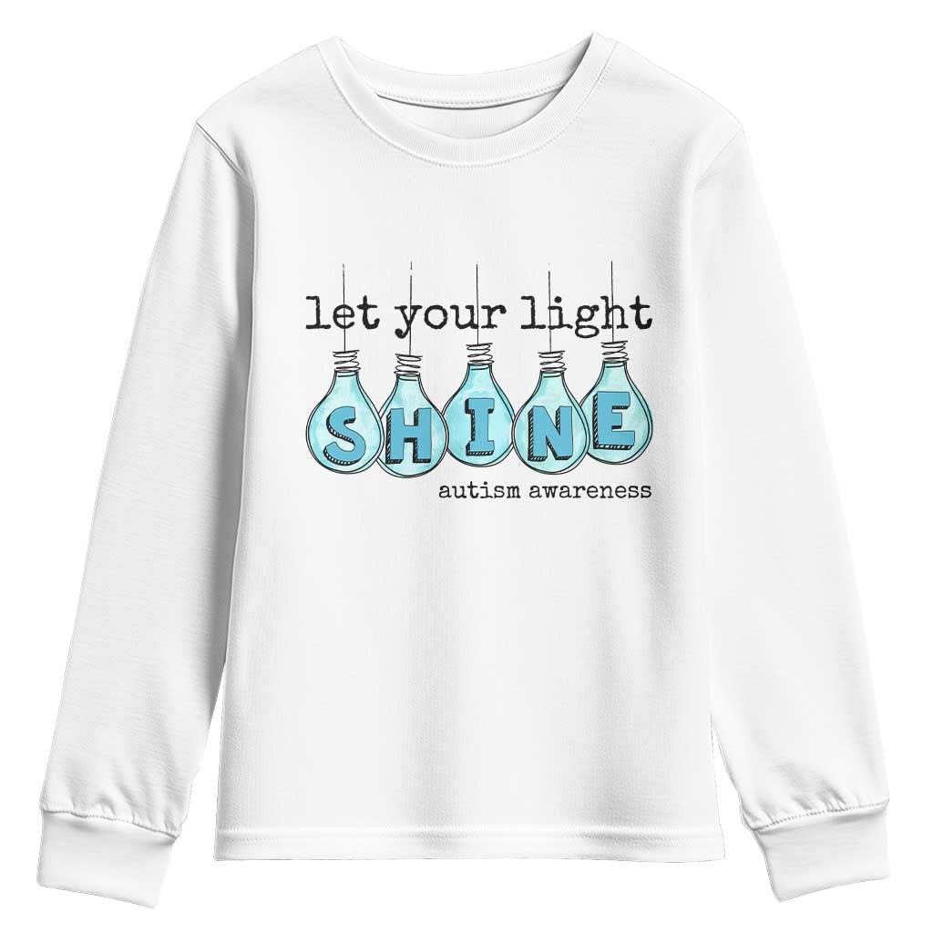 Let Your Light Shine Autism Awareness Youth Sweatshirt Light Bulb Autism Acceptance