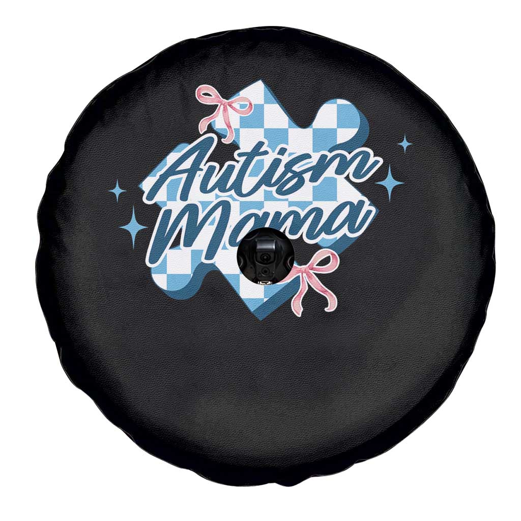 Autism Mama Coquette Puzzle Piece Pink Bow Spare Tire Cover